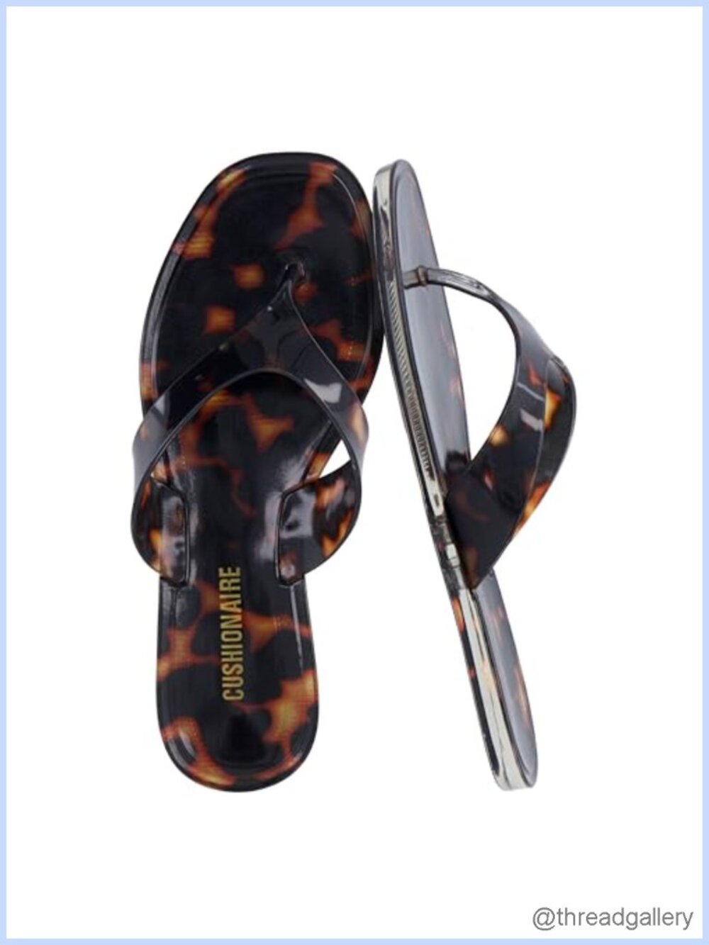 CUSHIONAIRE Tropic Jelly Thong Flip Flops Square Toe Wide Strap